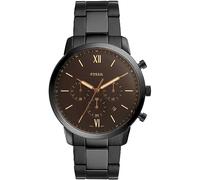 Fossil Neutra uhr für Herren, Chronographenwerk mit Edelstahl- oder Lederarmband, Dunkelgrau und Braun, 44MM
