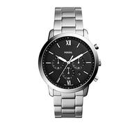 Fossil Neutra uhr für Herren, Chronographenwerk mit Edelstahl- oder Lederarmband, Silberton und Schwarz, 44MM