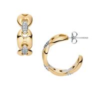 Paar Creolen FOSSIL "Schmuck Geschenk Edelstahl Ohrringe HERITAGE", gelbgoldfarben, edelstahlfarben, kristallweiß, kristallweiß, Ohrringe, Damen, 21mm, Edelstahl, mit Glasstein (14289137-0) gelbgoldfa