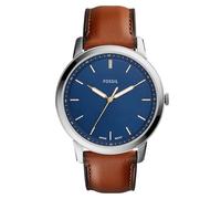 Fossil quarz braunem herren uhr mit blauemzifferblatt und leder armband one_size Braun