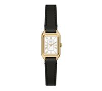 Fossil quarz schwarzem damen uhr mit weißem zifferblatt und leder armband one_size Schwarz