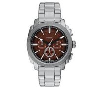 Fossil quarz silberfarbenem herren uhr mit braunem zifferblatt und edelstahl armband one_size Silber