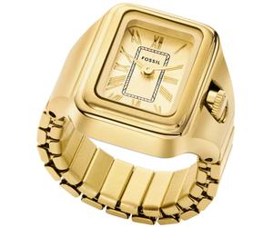 Fossil "RAQUEL WATCH RING" Quarzuhr, Damenuhr, analog, Edelstahl, Flexband, Zugband (71190056-0) goldfarben
