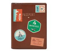 FOSSIL RFID Passport Case Brown Multi
