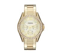 Fossil ES3203 RILEY Uhr Damenuhr Edelstahl Datum gold Zirkonia