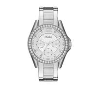 Fossil Riley Watch für Damen, Quarz-Chronographenwerk mit Edelstahl- oder Lederarmband