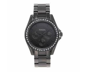 Fossil Riley Watch für Damen, Quarz-Chronographenwerk mit Edelstahl- oder Lederarmband