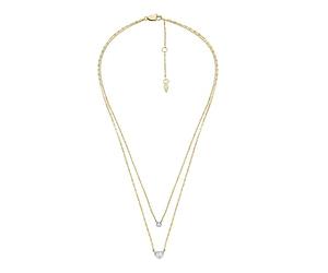 Fossil Sadie Damen-Edelstahl-Halskette mit Karabinerverschluss, Gold- und Silberton