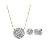 Fossil Damenset Kette Ohrringe Glitz Disc Edelstahl Bicolor, JF04815SET