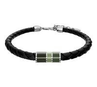 Armband FOSSIL "Everett", schwarz (schwarz, edelstahlfarben, grün), Armbänder, Herren, 21,6cm, Edelstahl Leder, Edelstahl, Leder, Armband, Emaille (15502154-0) schwarz, edelstahlfarben, grün