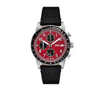 Fossil Sport Tourer Herren-Uhr, Quarzwerk mit Edelstahl- oder Lederarmband Dunkelrot