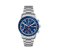 Fossil sport tourer quarz silberfarbenem herren uhr mit blauemzifferblatt und edelstahl armband one_size Silber