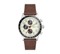 Fossil Sport Tourer uhr für Herren, Chronographenwerk mit Edelstahl- oder Lederarmband, Weiß, 42MM