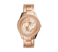 Fossil Stella Damenuhr, Chronographenwerk mit Edelstahl- oder Lederarmband, Rose-Gold-Ton, 38MM