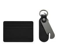 FOSSIL Steven Card Case and Keyfob Bottle Opener Gift Set Black