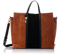 Fossil Tasche für Frauen Carmen, Leder/Leder, Polyurethan, Wildlederbesatz Tote braun/schwarz 38,1 cm L x 15,9 cm B x 33 cm H ZB7891199