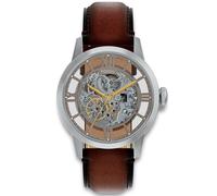 Automatikuhr FOSSIL "TOWNSMAN", silber (dunkelbraun, silberfarben), Armbanduhren, Damen, Automatikuhr, Armbanduhr, Herrenuhr, Mechanische Uhr, Lederarmband, analog (28340906-0) dunkelbraun, silberfarb