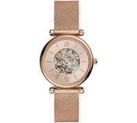 Fossil Uhr für Damen Carlie, Automatikwerk, 35mm Rose Gold Edelstahlgehäuse mit EdelstahlMeshArmband, ME3175