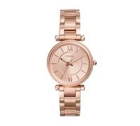 Fossil Uhr für Damen Carlie, Quarzwerk, 29mm Rose Gold Edelstahlgehäuse mit Edelstahlarmband, ES4433