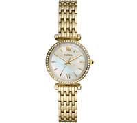 Fossil Damenuhr Carlie Mini, Quarzwerk, 28mm Gold Edelstahlgehäuse mit Edelstahlarmband, ES4735