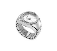 Fossil watch ring quarz silberfarbenem damen uhr mit weißem zifferblatt und edelstahl armband one_size Silber