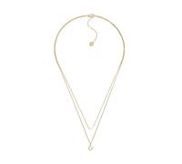 Kette mit Anhänger FOSSIL "Schmuck Geschenk Edelstahl SUTTON", gold (gelbgoldfarben, kristallweiß), Halsketten, Damen, Edelstahl, L: 45,5cm B: 2mm, mit Glasstein, B:2mm (71115245-0) gelbgoldfarben, kr