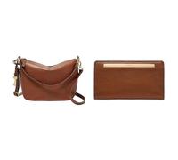 Fossil Women's Jolie Backpack and Liza Wallet, Brown Leather, Set