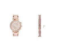 Fossil Women's Parker Rose-Gold Stainless Steel Watch and Replaceable Pink Leather Strap, Set