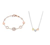Fossil Women's Rose-Gold Bracelet and Multicolor Necklaces, Stainless Steel, Set