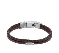 Fossile Herren All Stapeled Up Brown Leder Multi-Strang Armband Farbe: Braun (Modell: JF04702040)