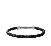 Fossile Herrenleder geflochtenes Lederarmband Farbe: Schwarz/Silber (Modell: JF00510797)