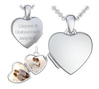 Foto Medaillon Herz Silber 925 Herzkette Herz Anhänger zum Öffnen mit Kette inkl. GRATIS LUXUS-Etui mit "Ich liebe Dich" Gravur Herzmedaillon Herz Amulett Fotos Bild Bilder Medailon FF98-5 SS92545