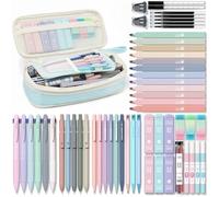 Four Candies 56 Stück Schulsachen mit Mäppchen für School Stuff Office Blau