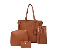 Four Taschen Crossbody-Taschen Tote Pieces Shoulder Four Women Handtasche Set Herren Taschen Umhängen Groß (Brown, One Size)