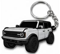 FOUR WHEEL BEAST Bronco Schlüsselanhänger Zubehör 4 Türen Schlüsselanhänger Schlüsselanhänger Abdeckung Cool Mods kompatibel mit Ford Bronco 2021 2022 2023, Silber/Kaktusgrau, 2" x 1.3"
