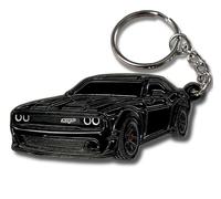 FOUR WHEEL BEAST DODGE Challenger Schlüsselanhänger - Offiziell lizenziertes Dodge Zubehör Schlüsselanhänger für RT SRT Cooles Spielzeugauto Männer Geschenk, Schwarz, 2" x 1.3"