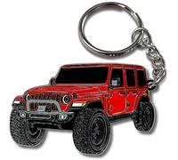 FOUR WHEEL BEAST Jeep Wrangler Schlüsselanhänger - Offiziell lizenziertes Jeep Rubicon Zubehör JL Schlüsselanhänger JKU 2024 2023, Rot, 5,1 x 3,8 cm