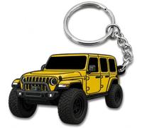 FOUR WHEEL BEAST Jeep Wrangler Schlüsselanhänger - Offiziell lizenziertes Jeep Rubicon Zubehör JL Schlüsselanhänger JKU 2024 2023, gelb, 2" x 1.5"