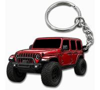 FOUR WHEEL BEAST Jeep Wrangler Schlüsselanhänger - Offiziell lizenziertes Jeep Rubicon Zubehör JL Schlüsselanhänger JKU 2024 2023, Rot, 5,1 x 3,8 cm
