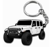 FOUR WHEEL BEAST Jeep Wrangler Schlüsselanhänger - Offiziell lizenziertes Jeep Rubicon Zubehör JL Schlüsselanhänger JKU 2024 2023, Weiss/opulenter Garten, 2" x 1.5"
