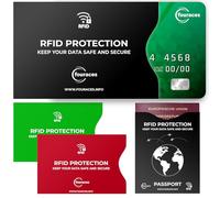 fouraces 4er Set RFID Blocker Schutzhülle - 3X Kreditkartenhülle, 1x Reisepasshülle, Pappe, Block gegen Datenklau, NFC Schutzhüllen, Hüllen für Kreditkarten, Bankkarten und EC Karte, Kartenhülle
