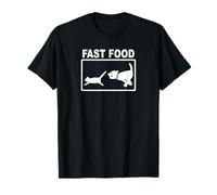 fourtimeseight Fast Food T-Shirt Schwarz S Unisex Erwachsene, Unisex-Jugendliche Cartoon Kurzarm Klassische Passform Klassisch geschnitten Crew-Ausschnitt Standardlänge Casual Short Sleeve Classic Fit