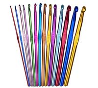 Fousenuk 14 stück Häkelnadel Set, Crochet Hooks Stricknadeln aus bunt Aluminium 14 Größen 2mm-10mm Stricken Werkzeuge Zubehör zum Garnstricken, Häkelnadeln Ergonomisch für Stricken Handwerk