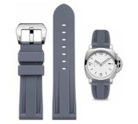 FOUUA Gummi Armband 22mm 24mm Uhrenarmband Wasserfest Gummi Gebürstete Edelstahl Silber Schnalle kompatibel mit Panerai Unisex