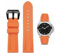 FOUUA Gummi Armband 22mm 24mm Uhrenarmband Wasserfest Gummi Gebürstete Edelstahl Silber Schnalle kompatibel mit Panerai Unisex