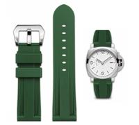 FOUUA Gummi Armband 22mm 24mm Uhrenarmband Wasserfest Gummi Gebürstete Edelstahl Silber Schnalle kompatibel mit Panerai Unisex
