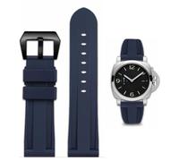 FOUUA Gummi Armband 22mm 24mm Uhrenarmband Wasserfest Gummi Gebürstete Edelstahl Silber Schnalle kompatibel mit Panerai Unisex