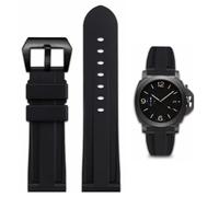 FOUUA Gummi Armband 22mm 24mm Uhrenarmband Wasserfest Gummi Gebürstete Edelstahl Silber Schnalle kompatibel mit Panerai Unisex