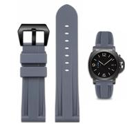 FOUUA Gummi Armband 22mm 24mm Uhrenarmband Wasserfest Gummi Gebürstete Edelstahl Silber Schnalle kompatibel mit Panerai Unisex