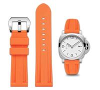 FOUUA Gummi Armband 22mm 24mm Uhrenarmband Wasserfest Gummi Gebürstete Edelstahl Silber Schnalle kompatibel mit Panerai Unisex